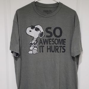 Peanuts Snoopy Mens So Awesome It Hurts Graphic T Shirt